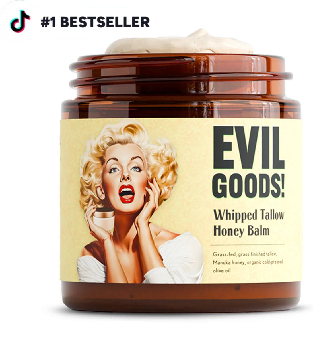 EVIL GOODS™ Whipped Tallow + Manuka Honey Balm — 5-in-1 Skin Repair for Face, Body, and Lips (4oz)