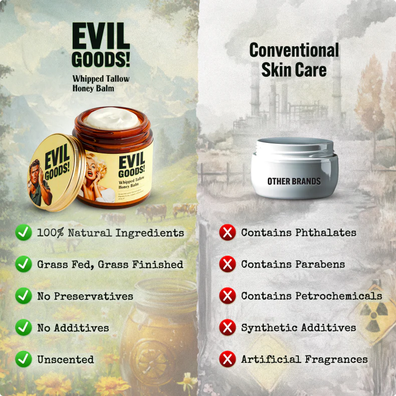 EVIL GOODS™ Whipped Tallow + Manuka Honey Balm — 5-in-1 Skin Repair for Face, Body, and Lips (4oz)