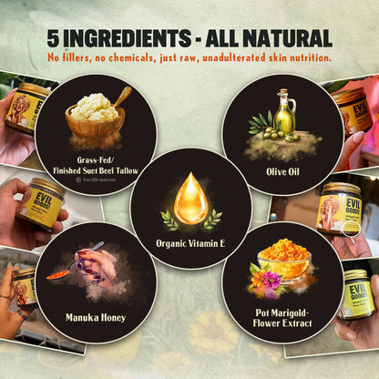EVIL GOODS™ Whipped Tallow + Manuka Honey Balm — 5-in-1 Skin Repair for Face, Body, and Lips (4oz)